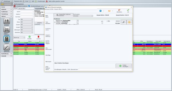 Faktura Software Business Positionen